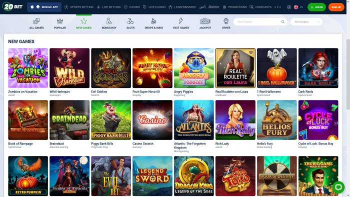 20Bet Casino Homepage